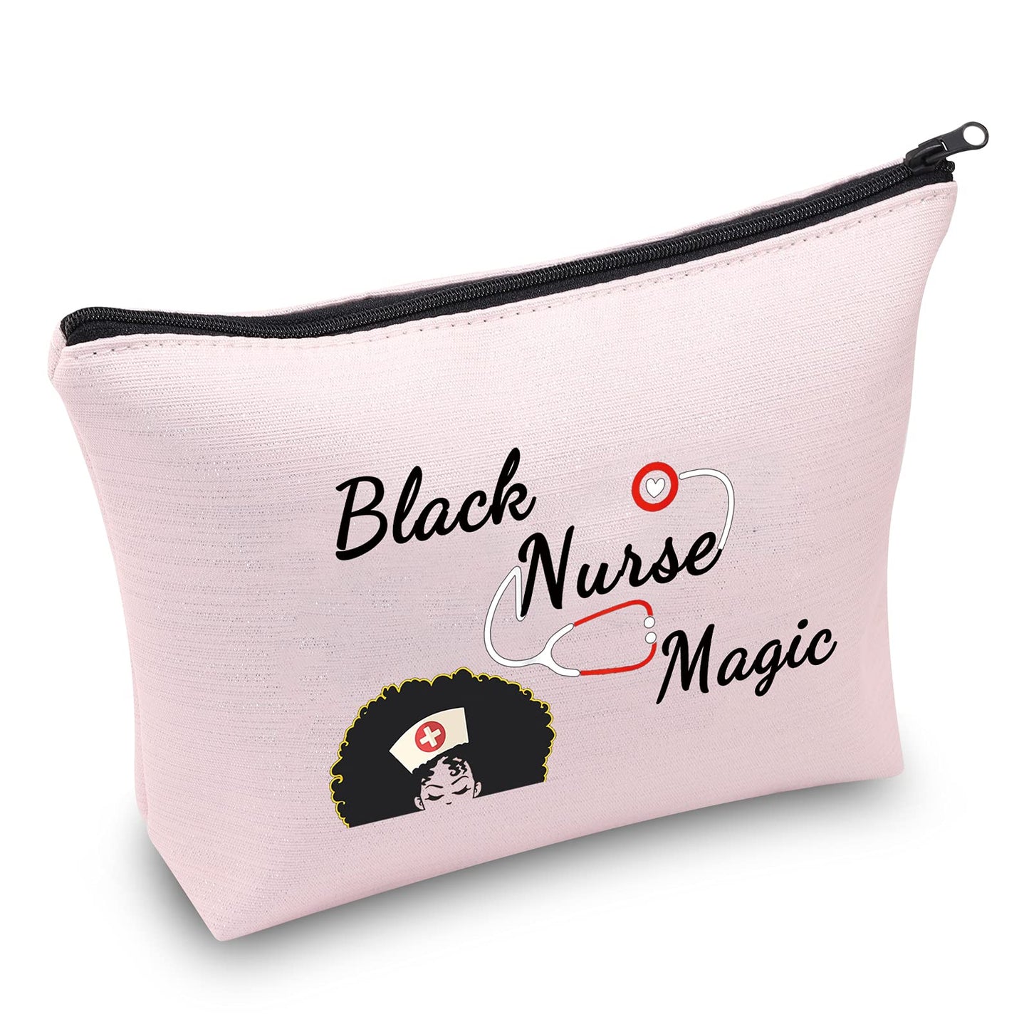 MBMSO Black Nurse Magic Bag Black Nurse Gifts Afro Nurse Gifts Nurse Makeup Bag African American Nurse Gifts (Black Nurse Magic pink)