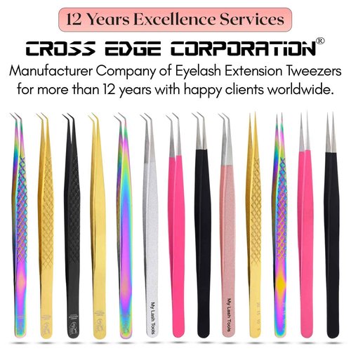 2pcs Straight & Curved Isolation Tweezers for Eyelash Extensions – 14cm Japanese Stainless Steel, Blush Pink, Best for Individual & Classic Lashes