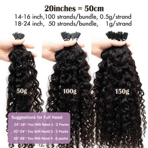 I Tip Hair Extension Human Hair 22 Inch Pre Bonded Real Hair Extensions Natural Black I Tip Cold Fusion Stick In Remy Keratin Itip Hairs Extension Invisible Microlink 50g/50 Strands for Women