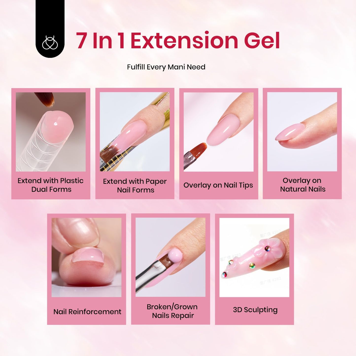 Beetles Nail Extension Gel Kit 22Pcs Blessings Nail Kit for Beginners with beetles Builder Nail Gel Nail Art Design DIY Home