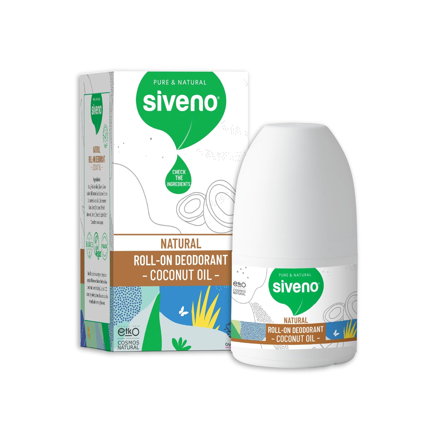 Siveno, All Natural Deodorant Roll-On | Aluminum Free Deodorant for Women & Men | Organic, Vegan | Fresh, Non Staining, Non Irritating | Cruelty Free, Non Toxic, Paraben Free | Coconut Oil, Pack of 1