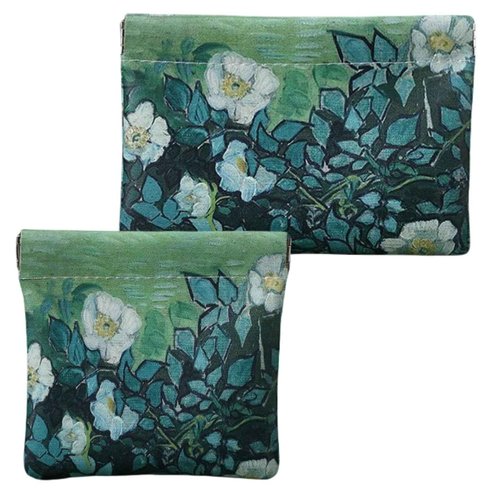 2 PCS Small Leather Cosmetic Bag for Purse - Mini Makeup & Coin Organizer Gift Set for Women - Snap Closure Travel Pouch for Lipstick, Keys, Charger Cable, Coins
