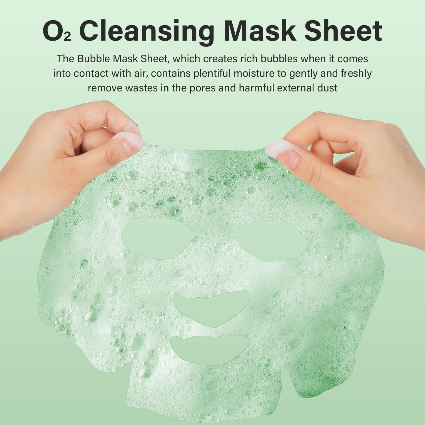 Tamoskiny Green Tea O2 Bubble Face Mask, 10 Pack, Skin Treatment Mask, Sheet Form, Deep Cleansing, Purifying, Moisturizing, Brightening