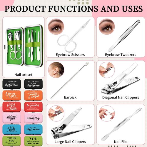 Gisafai 12 Set Employee Appreciation Inspirational Gift Set for Women Thank You Inspirational Manicure Nail Clipper Bulk for Employees Teachers Office Coworkers Nurse