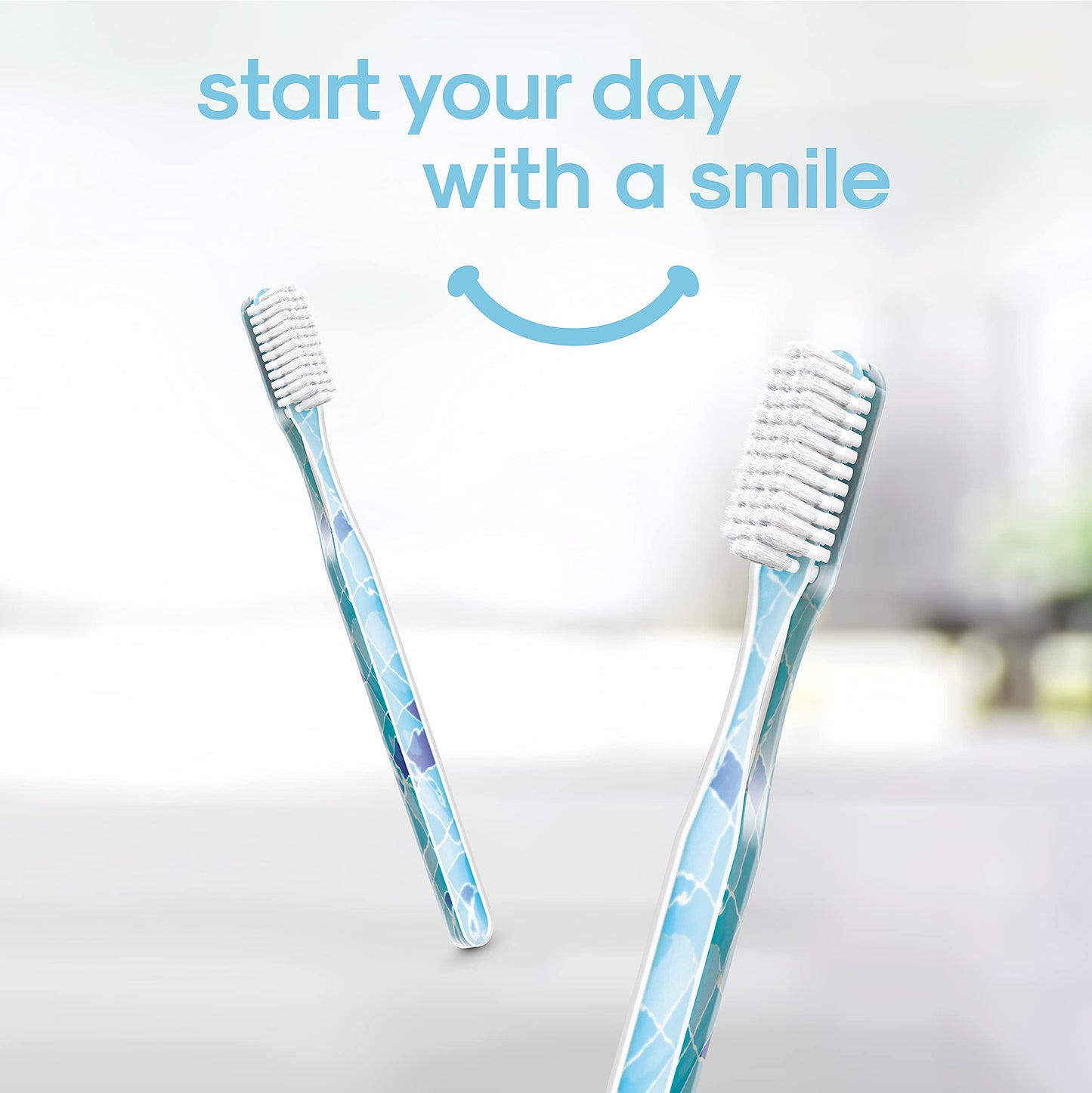 SMYL Toothbrush, Toothbrushes for Adults with Nylon Bristles, Oral Care and Plaque Removal, Day at The Beach Design, Aqua