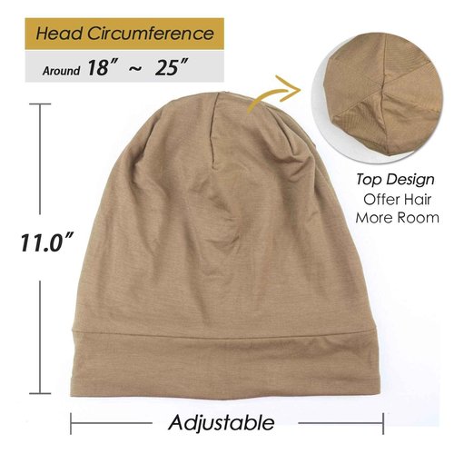 Comfortable Satin Lined Sleep Cap Smooth Fabric Hats for Curly Hair Tiger Stripe Light Brown