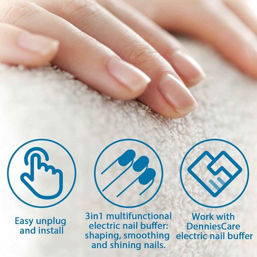 DenniesCare Electric Nail Buffer and Replacement Grinding Heads Bundle, Filing, Buffing and Shining