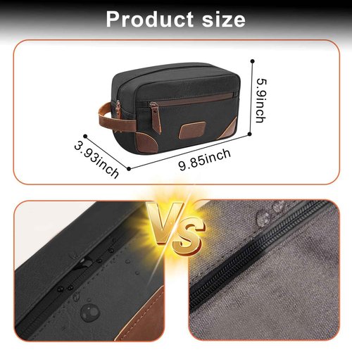 Wohlbege Men's Travel Toiletry Bag - Large Waterproof Organizer, 2 Zippered Pockets for Shaving/Cosmetic,Portable Bathroom Bag for Travel/Gym/Business Trips