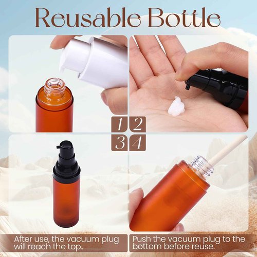 RONRONS Brown Airless Pump Bottles, 0.5 oz Travel Bottles Small Pump Bottle Dispenser Leakproof Cosmetic Containers for Foundation Lotion Shampoo 15ml (6 Pieces)
