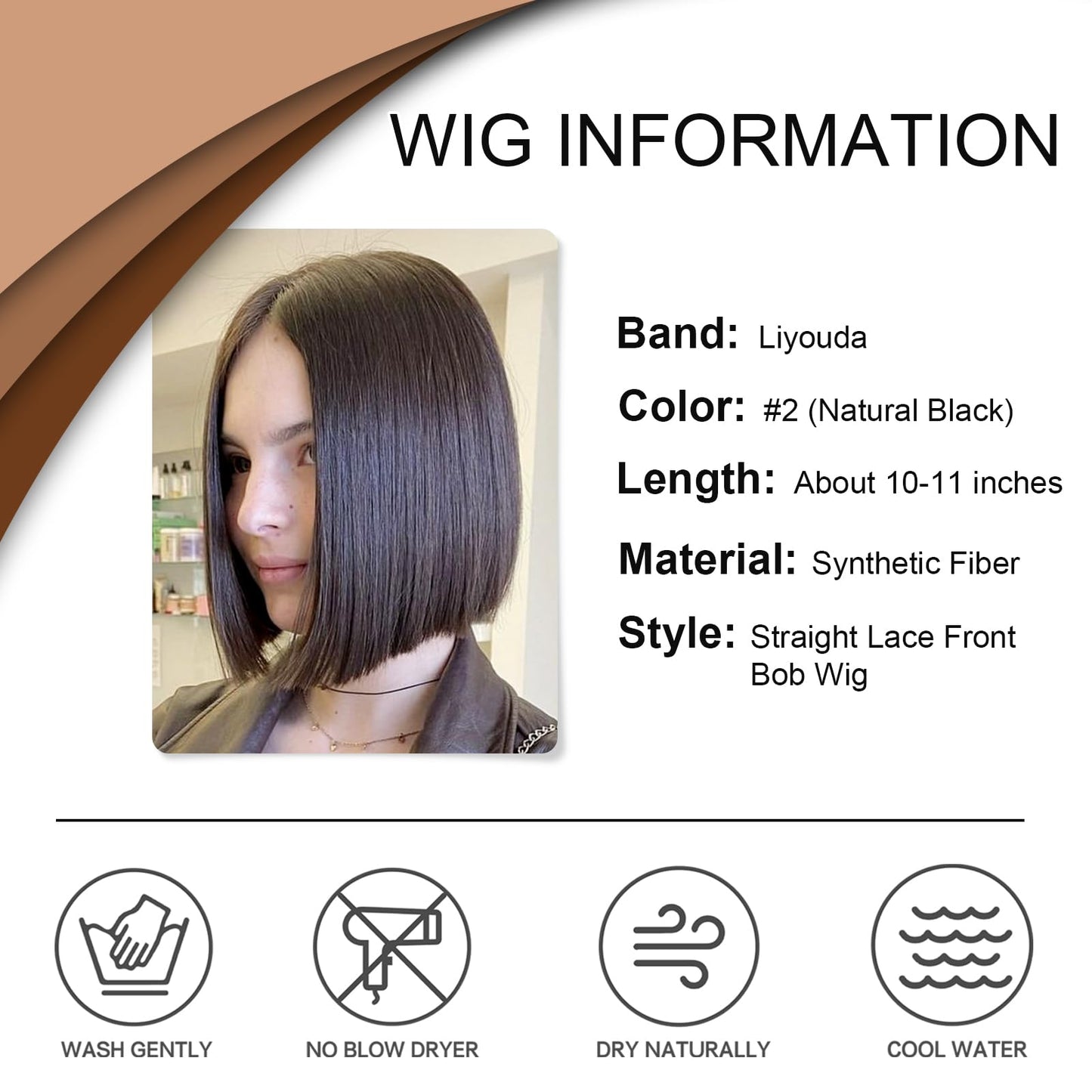 Liyoda Angled Bob Wig Short Bob Wig Straight Cut Inverted Bob Wigs for Women Black Bob Lace Wig Lace Front Bob Wig Middle Part Synthetic Bob Wigs for Black Women (#2)