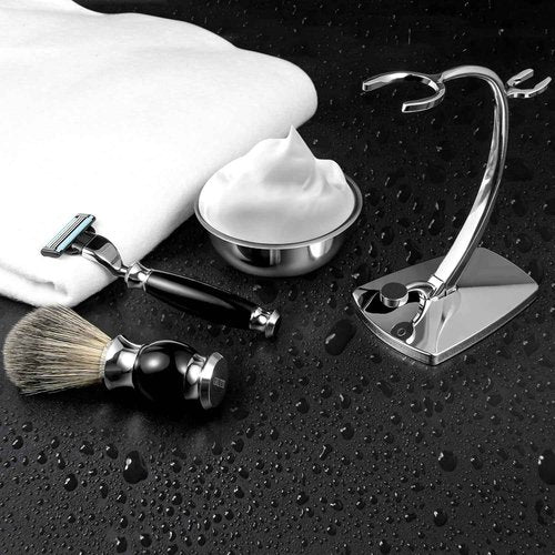 GRUTTI Shaving Bowl and Stand Set with Magnetic Base - 304 Steel Bowl & Chrome-Plated Alloy Stand, All-in-One Storage, Fits Most Razors & Brushes (Bowl & Stand Only)