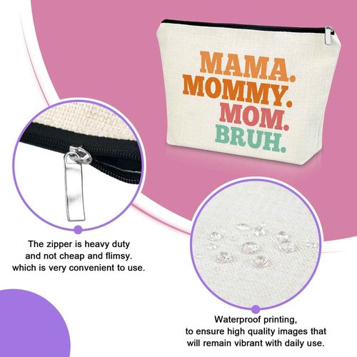 Sazuwu Mom Birthday Gifts from Son and Daughter Makeup Bag Mama Gifts for New Mom Mommy to Be Gift Cosmetic Bag Gifts for New Mom from Grandma Mothers Day Gifts for Mom Funny Mama Mommy Mom Bruh