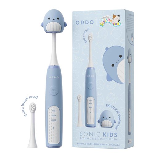 ORDO Squishmallows Electric Toothbrush, Sonic Toothbrushes for Kids, Rechargeable, 3 Brushing Modes, Over 5 Weeks Battery Life Extra Brush Head Included, Gift for Kids Aged 4 Years and Up, Samir