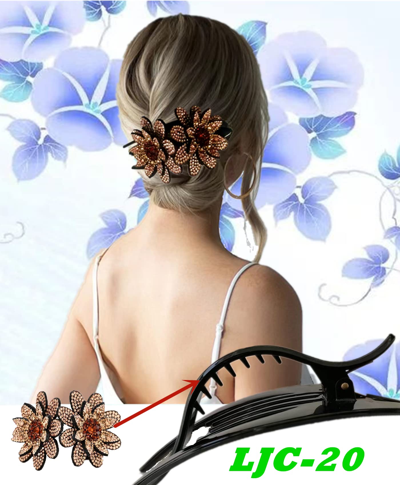 5 Pcs Double Flower Rhinestone Hair Clips fancy decorative hair clip hair accessories for women crystal hair barrettes hair decorations women thick hair(Southeast Asian style)