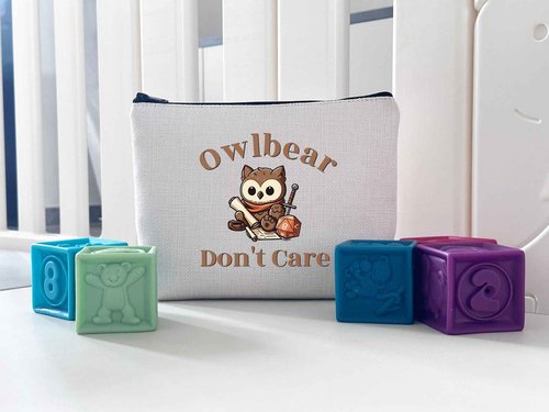 WCGXKO BG3 Gift for Game Owlbear Don't Care Zipper Pouch Makeup Bag (B-Owlbear), beige