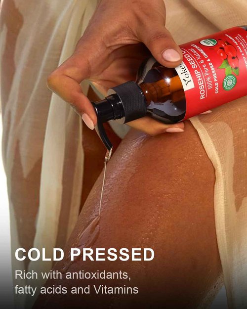 Yoken Rosehip Seed Oil Organic, USDA Certified 100% Pure Rosehip Oils for Face, Hair & Body, 8 fl oz Cold Pressed Rose Hip oil for Skin Moisturizing, Scar Fading, Gua Sha, Massage, Carrier Oil DIY