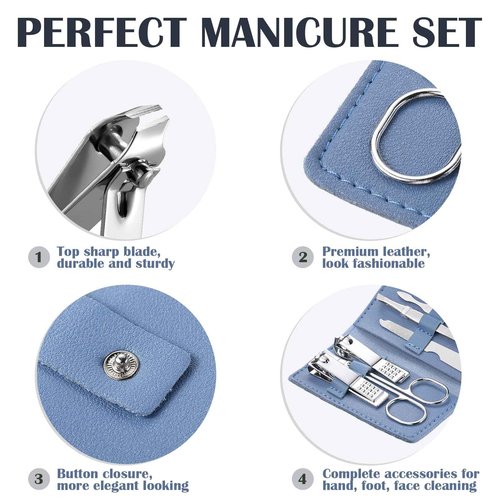 WILLBOND 12 Sets Manicure Set Nail Clippers Pedicure Kit 7 in 1 Stainless Steel Professional Pedicure Set Grooming Kits Nail Care Tools with Travel Case Multi Color(Morandi Colors)