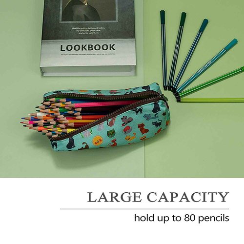 LParkin Cute Cat Pencil Case Pouch Make Up Case Stationary Kawaii Pencil Box Teacher Gift Gadget Bag Cosmetic Bag
