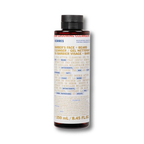 KORRES Athenian Grooming Cleansing Gel for Face & Beard, Deep Cleanser with Achillea Millefolium Extract & Salicylic Acid, Removes Oil & Dirt, Vegan, Silicone & Paraben Free, Matte Finish, 8.45 Fl Oz