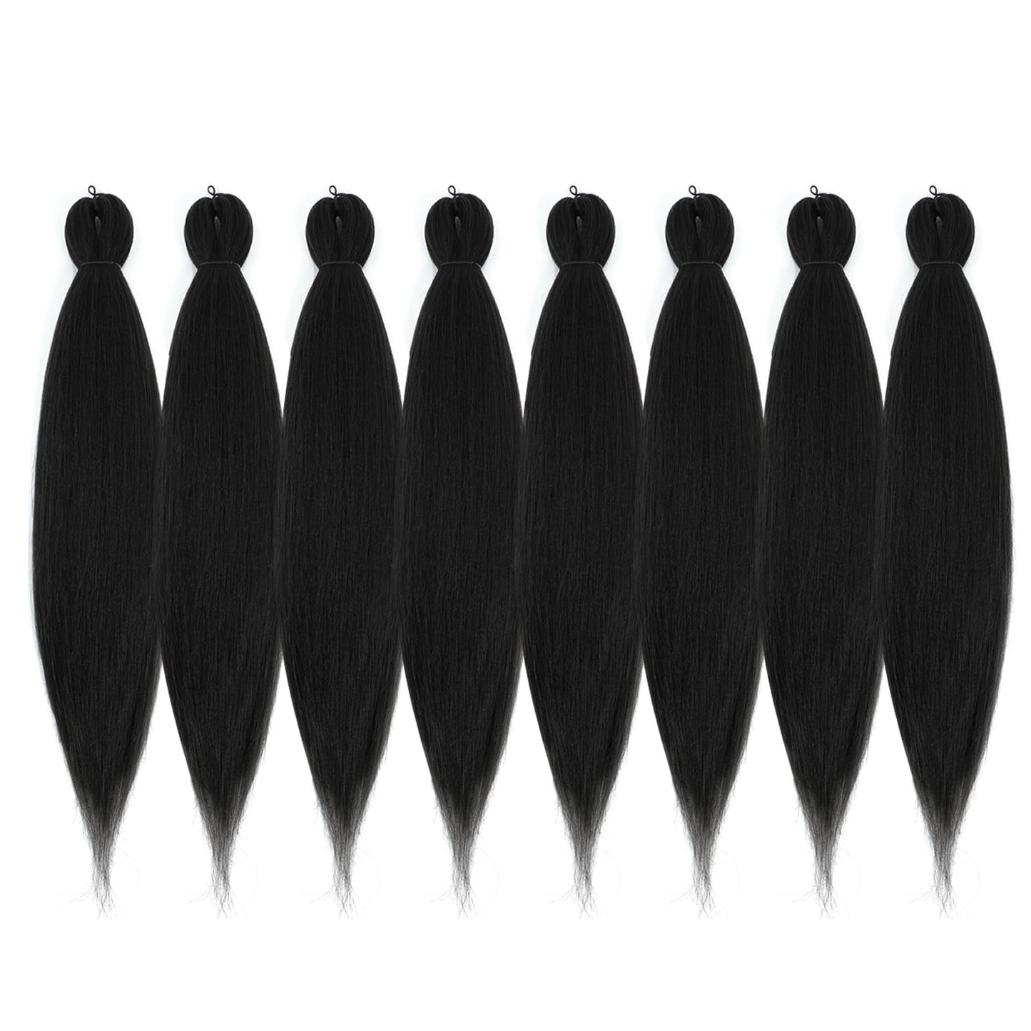 DIFUNEE Pre-stretched Braiding Hair - 20 Inch 8 Packs Natural Black Long Braiding Hair For Twist or Box Braids, Yaki Texture Hot Water Setting Synthetic Braiding Hair Extensions (20 Inch, 1B-8P)