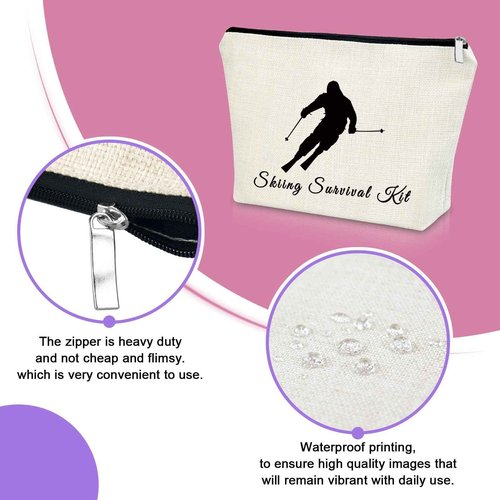 Skiing Gifts for Women Makeup Bag Skiing Wedding Gift Ski Lovers Gift Ideas Ski Gifts for Her Ski Team Cosmetic Bag Skiing Themed Gifts Snow Skier Gifts Birthday Gift for Skier Christmas Gifts