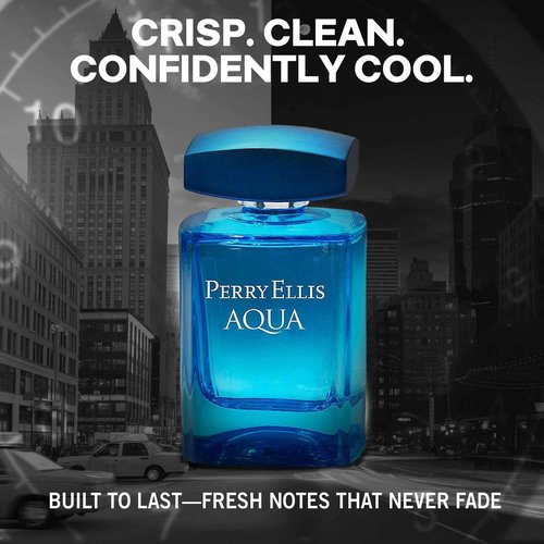 Perry Ellis Aqua Eau De Toilette Spray for Men - Mens Cologne, Long Lasting Perfume, EDT, Fragrance with Notes of Bergamot, Wood Notes & Musk - 3.4 fl oz (100 mL)