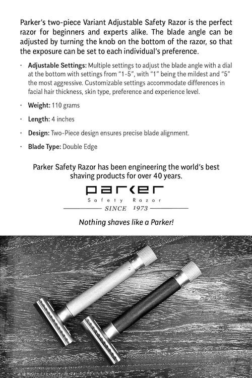 Parker 29L Lavender, Long Handle Butterfly Open Double Edge Safety Razor for Women, 5 Parker Premium Platinum Double Edge Razor Blades Included