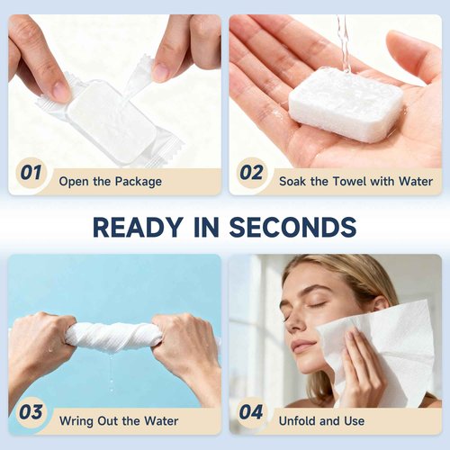 ANKEXIN 200 PCS Compressed Towels, Extra Thick Disposable Face Towel Tablets, Portable Bulk Compressed Coin Tissues for Home, Travel, Camping, Outdoor Sports