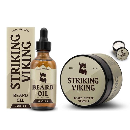 Striking Viking Pack of 2 Beard Oil (2oz) & Beard Butter (4oz) Vanilla Scent