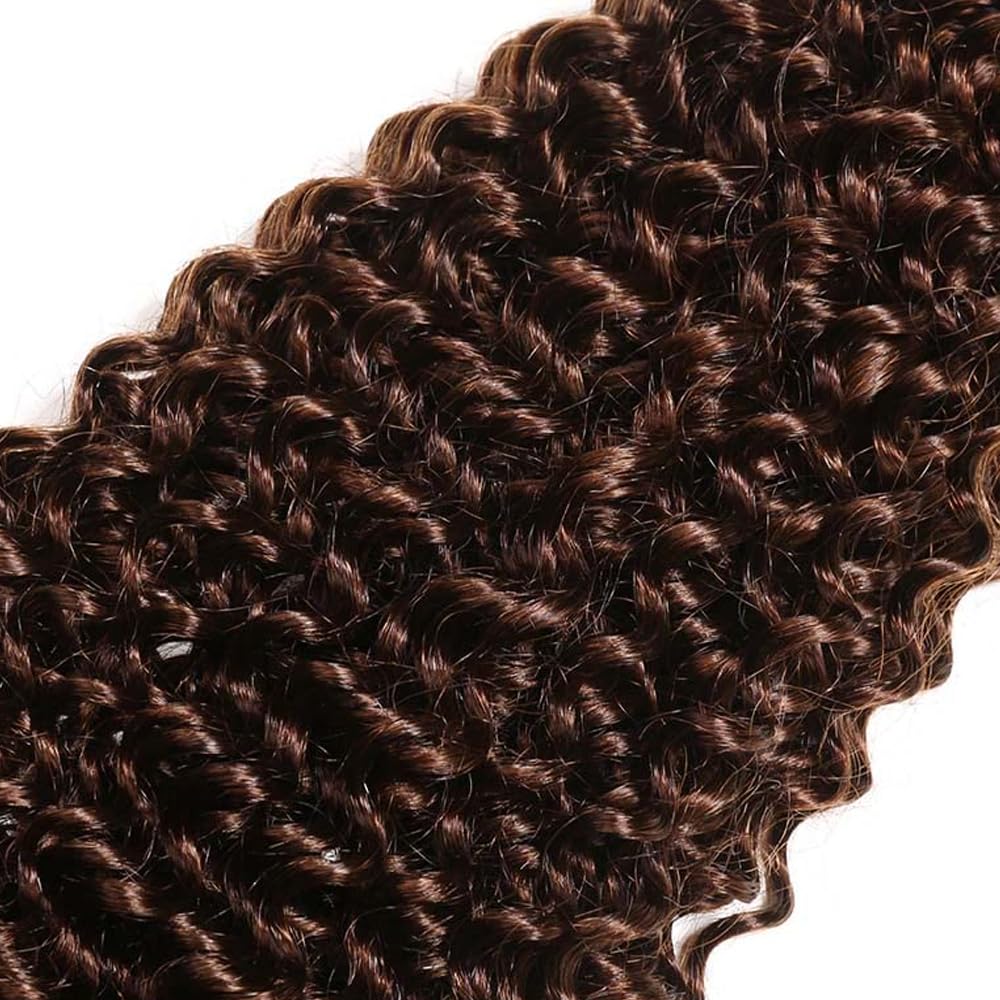 26 28 30 inch Brown Human Hair Bundles #4 Kinky Curly Bundles Dark Brown Curly Wave Bundles Grade 8A Remy Brown Bundles Human Hair Chocolate Brown Bundles