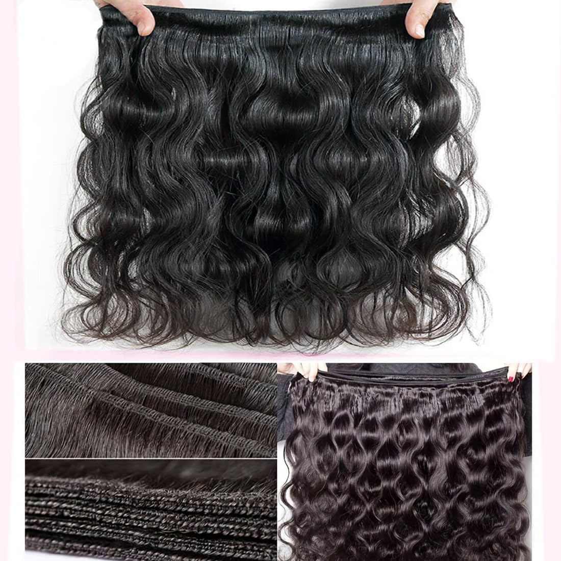 Myonisally Bundles Human Hair 4 bundles 14 16 18 20 Inch Body Wave Bundles Human Hair 100% Unprocessed Brazilian Virgin Weave Bundles Human Hair Extension Quick Weave Deals Natural Black