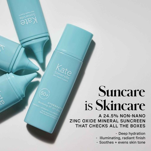 Kate Somerville HydraKate Illuminating Sunscreen Drops – Tinted SPF 50+ Mineral Sunscreen with Zinc Oxide, Moisturizing & Anti-Aging Sun Protection, 2 x 1.7 Fl Oz