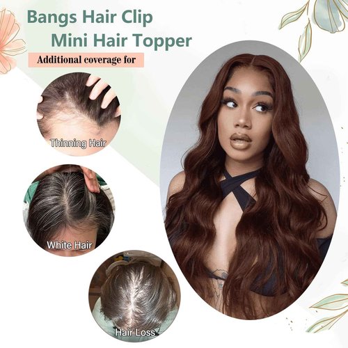 Paraglame Hair Toppers for Women Real Human Hair 360°3D Cover Human Toppers for Women Clip in Hair Extensions for Daily Wear (Brown, 10Inch)