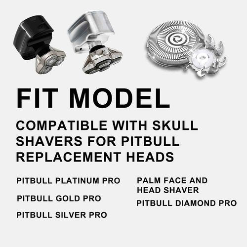 Head Shaver Replacement Heads Compatible with Sk-ull Shaver Pitbull Gold PRO, Pitbull Silver PRO, Palm, Pitbull Platinum PRO, Electric Razor Replacement head for Superior Shaving (16 PACKS)