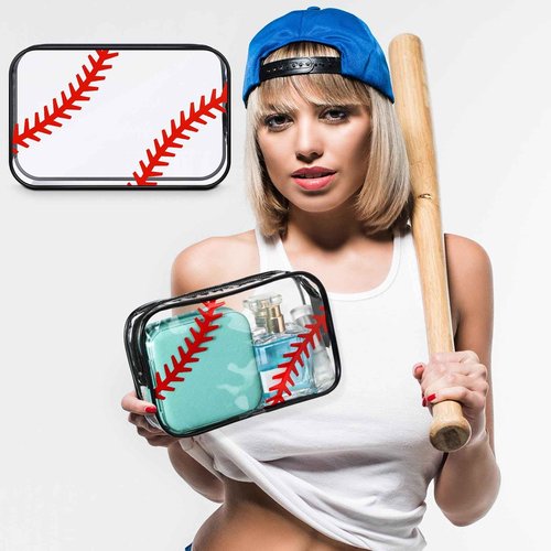Abbylike 12 Pcs 7 x 4.7 x 2.4'' Cosmetic Bag Gifts Accessories for Makeup Bags PVC Cheer Case Clear Toiletry Zipper Pouch for Women Christmas Xmas (Baseball Theme)