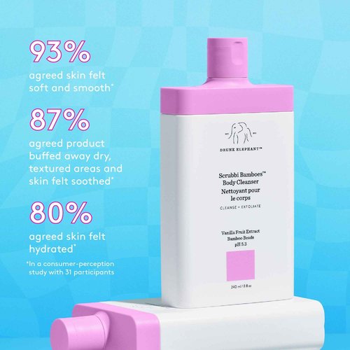 Drunk Elephant Scrubbi Bamboes Body Cleanser - 240 ml/8 fl oz - Sulfate-Free Body Scrub Wash - Clean Clinical Skincare - Cruelty-Free - Dermatologist Tested - Free of Essential Oils, Silicones, SLS