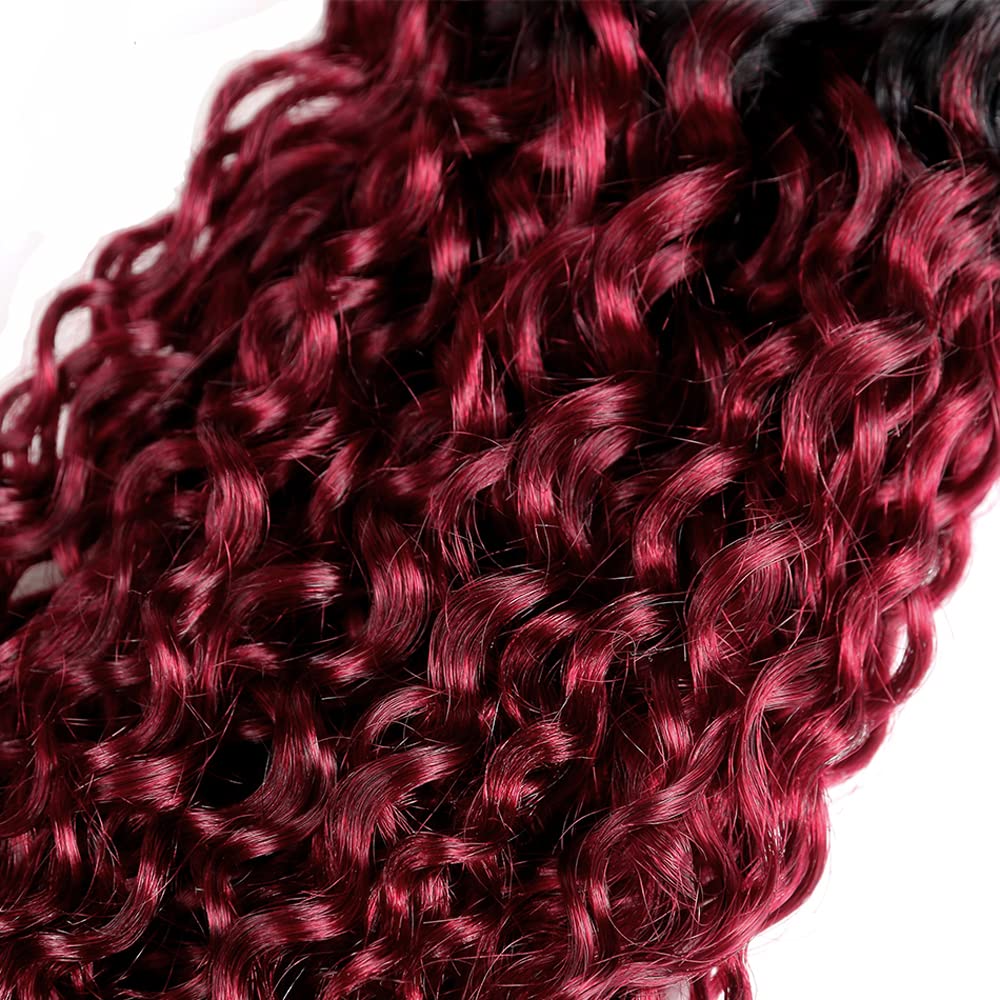 Red Bundles Human Hair Burgundy Curly Human Hair Bundles Unprocessed Peruvian Virgin Remy Hair 3 Bundles 14 16 18 Inch 1b99j Kinky Curly Bundles Double Weft Hair Extensions Ombre Red Curly Bundles