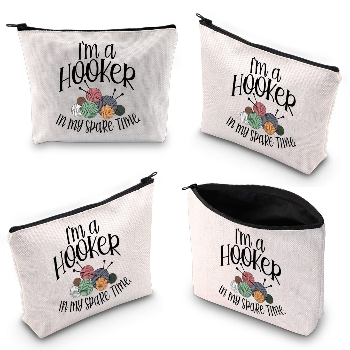 WCGXKO Crochet Lover Gift Crocheters Gift I'm A Hooker In My Spare Time Zipper Pouch Makeup Bag (spare time)