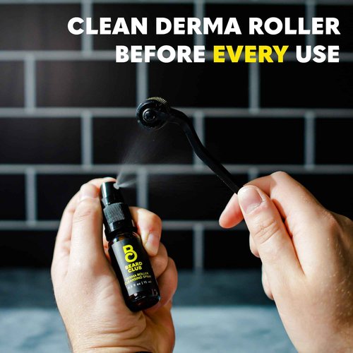 The Beard Club Derma Roller, Cleaning Spray & Replacement Head - Beard Roller with Cleaning Spray and Replacement Head