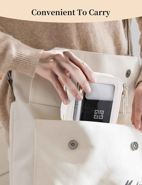 Mini Makeup Bag for Purse | Clear Travel Leather Toiletry Bag with Zipper | Car Organizer Bag | Small Waterproof Cosmetic Organizer Case for On-the-Go Essentials（White）