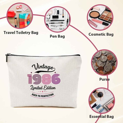 HODREU 40th Birthday Gifts Women Unique Makeup Bag 40th Birthday Decorations Party Favors Anniversary 40 Year Old Birthday Gifts for Women Her Mom Sister Mother Boss Cosmetic Bag