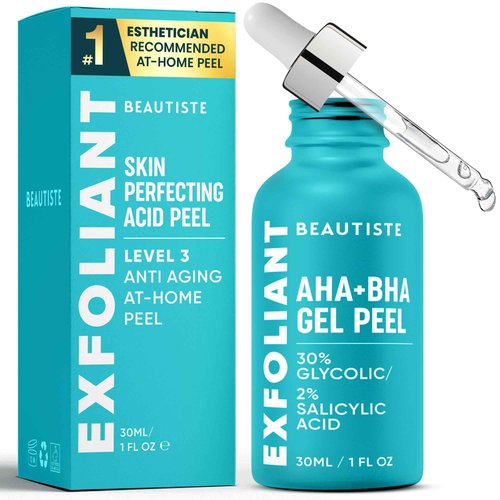 Beautiste 30 DAY MIRACLE AHA 30% + BHA 2% Peeling Solution - Clinical Strength Liquid Exfoliant for Dark Spots, Blackheads & Clogged Pores - Resurfacing Salicylic Acid Serum & Chemical Peel for Face