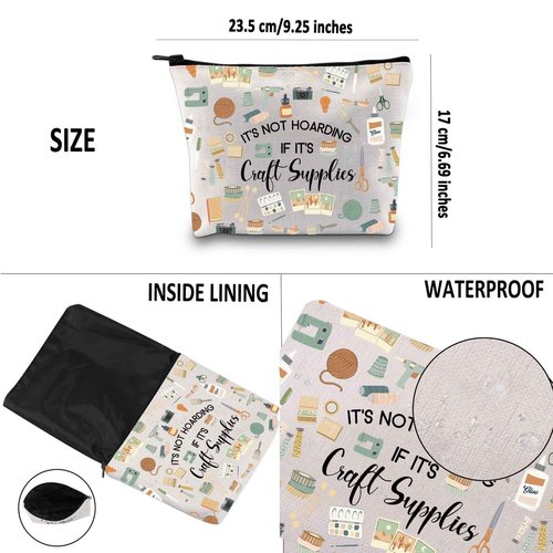 G2TUP Crafter Gift It's Not Hoarding If It's Craft Supplies Makeup Bag Crafting Lover Cosmetic Bag Sewing Lover Gift (Craft Supplies MB)