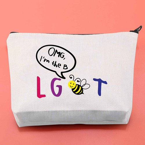 BLUPARK Funny LGBT Gift Gay Pride Bee Makeup Bag OMG I'm The LGBT Cosmetic Bag (I'M THE B)