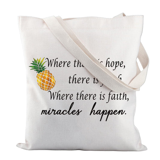 G2TUP IVF Faith Makeup Bags Motivational Infertility Pineapple Gift for Warrior Dad Mom Transfer Day Infertility Encouragement (Pineapple tote bag)