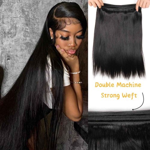 Human Hair Bundles Straight 3 Bundles Human Hair 16 18 20 Inch 100% Unprocessed 12A Brazilian Virgin Hair Bundles Weave Straight Human Hair Extensions