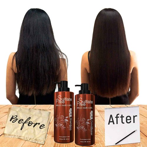 BINGO HAIR CARE Moroccan Argan Oil Shampoo and Conditioner Set, 100% Natural and Organic ,Revitalizing, Moisturizing, Anti-Frizz, Sulfate and Paraben Free, 42 Fl Oz