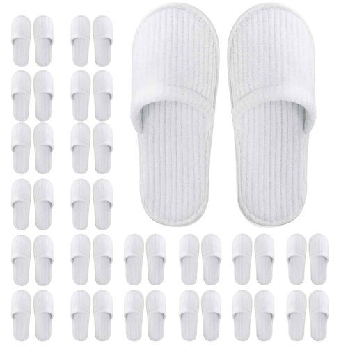 Frcctre 20 Pairs White Disposable Slippers, Closed Toe Soft Coral Fleece SPA Slippers for Women and Men, Comfortable Non-Slip Disposable Slipper for Travel Guests Hotel Home Salon