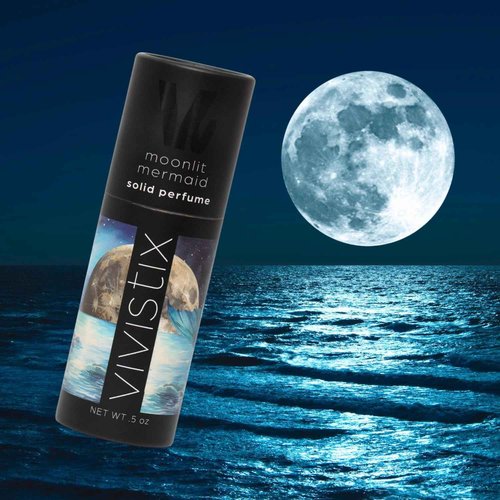 Vivistix Solid Perfume Stick | Moonlit Mermaid scent | Portable, clean, fresh, aquatic travel perfume | Made in the USA | no parabens, phthalates, or preservatives