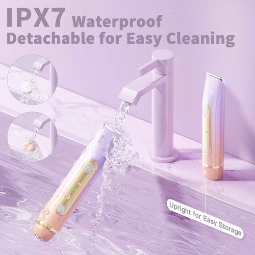 Bikini Trimmer for Women, Electric Razors with Dual Heads, Rechargeable Pubic Hair Trimmer with IPX7 Waterproof, Painless Pro Shaver for Underarm Leg Arm Body Face Private Area（RoyalRose）